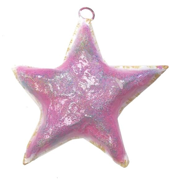 Coastal Starfish Paper Mache Ornaments Assorted Colors Set of 3 - Picture 4 of 7